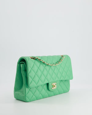 Chanel Mint Green Medium Classic Double Flap in Caviar Leather with Champagne Gold Hardware