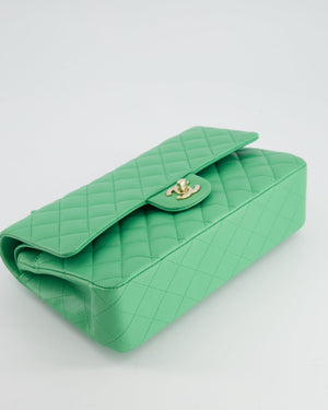 Chanel Mint Green Medium Classic Double Flap in Caviar Leather with Champagne Gold Hardware