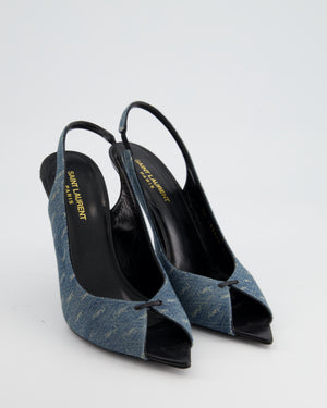 Saint Laurent Denim Lola 105 Slingback Sandals Size EU 40 RRP £740