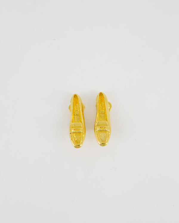 Celine Vintage 92 Yellow Gold Shoe Charm  Clip-On Earrings