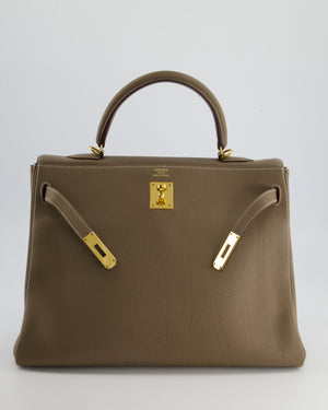 Hermès Kelly 35cm Bag in Etoupe Togo Leather with Gold Hardware