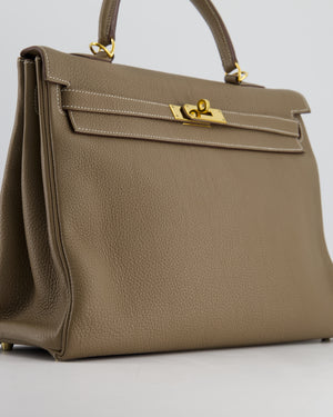 Hermès Kelly 35cm Bag in Etoupe Togo Leather with Gold Hardware