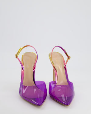 Gianvito Rossi Purple Perspex Heel with Metallic Ombre Sling Back Heel Size EU 40