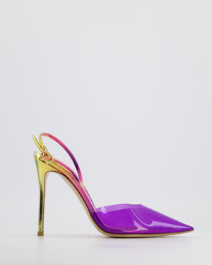 Gianvito Rossi Purple Perspex Heel with Metallic Ombre Sling Back Heel Size EU 40