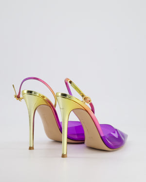 Gianvito Rossi Purple Perspex Heel with Metallic Ombre Sling Back Heel Size EU 40