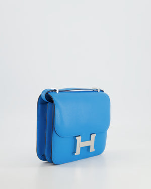 Hermès Constance III Mini Miroir 18cm Bag in Bleu Frida Chèvre Chamkila Leather with Palladium Hardware