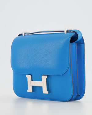 Hermès Constance III Mini Miroir 18cm Bag in Bleu Frida Chèvre Chamkila Leather with Palladium Hardware