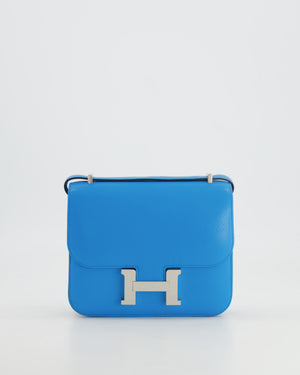 Hermès Constance III Mini Miroir 18cm Bag in Bleu Frida Chèvre Chamkila Leather with Palladium Hardware