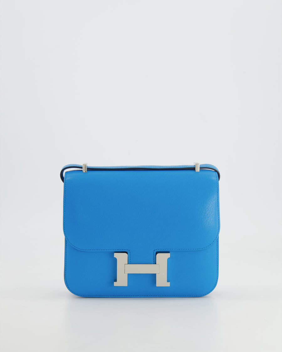 Hermès Constance III Mini Miroir 18cm Bag in Bleu Frida Chèvre Chamkila Leather with Palladium Hardware