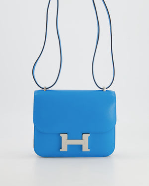 Hermès Constance III Mini Miroir 18cm Bag in Bleu Frida Chèvre Chamkila Leather with Palladium Hardware