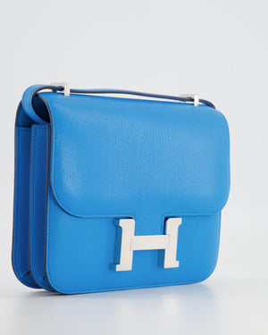 Hermès Constance III Mini Miroir 18cm Bag in Bleu Frida Chèvre Chamkila Leather with Palladium Hardware