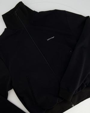 Balenciaga Black Zipped Jacket with White Logo Detail Size IT 48 (UK 16)