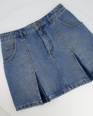 Balmain Blue Pleated Mini Denim Skirt Size FR 42 (UK 14) RRP £800