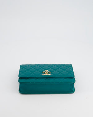 Chanel Blue Quilted Trendy Wallet on Chain Bag in Lambskin Leather with Champagne Gold Hardware