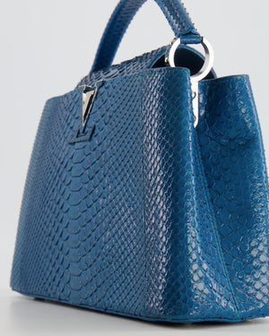 Louis Vuitton Peacock Blue Capucines MM Bag in Python Leather with Silver Hardware