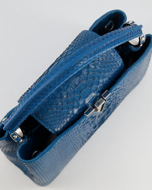 Louis Vuitton Peacock Blue Capucines MM Bag in Python Leather with Silver Hardware