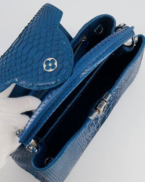 Louis Vuitton Peacock Blue Capucines MM Bag in Python Leather with Silver Hardware