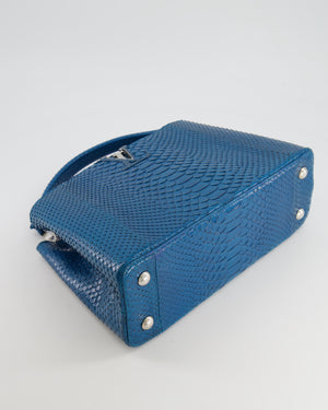 Louis Vuitton Peacock Blue Capucines MM Bag in Python Leather with Silver Hardware