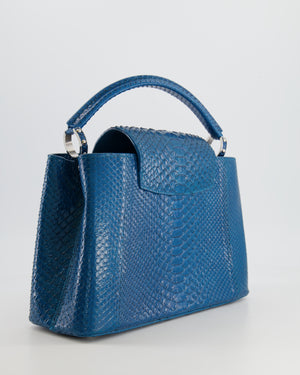 Louis Vuitton Peacock Blue Capucines MM Bag in Python Leather with Silver Hardware