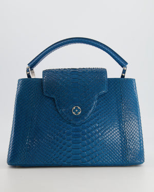 Louis Vuitton Peacock Blue Capucines MM Bag in Python Leather with Silver Hardware