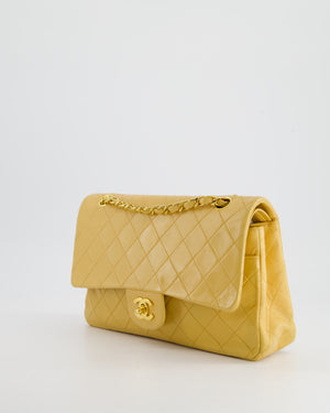 Chanel Vintage Beige Medium Double Flap Bag in Lambskin Leather with 24K Gold Hardware