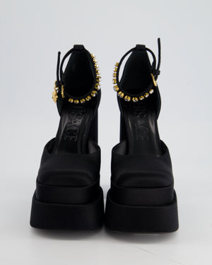 Versace Black Satin Medusa Aevitas Platform Pumps Size EU 37