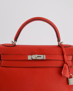 Hermès Kelly Retourne Bag 32cm in Geranium Togo Leather and Palladium Hardware