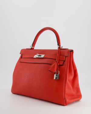 Hermès Kelly Retourne Bag 32cm in Geranium Togo Leather and Palladium Hardware