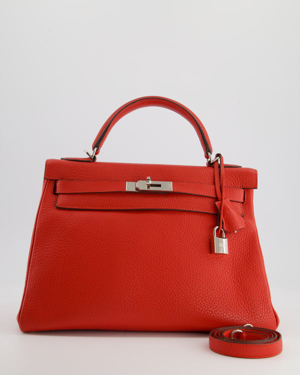 Hermès Kelly Retourne Bag 32cm in Geranium Togo Leather and Palladium Hardware