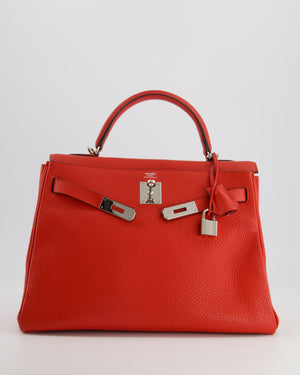 Hermès Kelly Retourne Bag 32cm in Geranium Togo Leather and Palladium Hardware