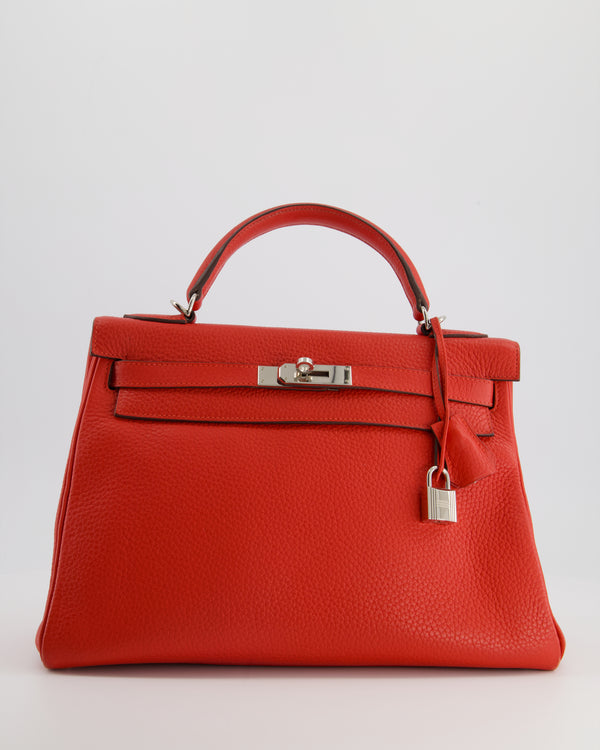 Hermès Kelly Retourne Bag 32cm in Geranium Togo Leather and Palladium Hardware