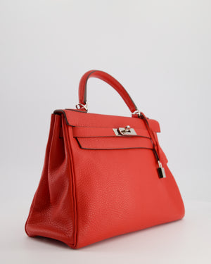 Hermès Kelly Retourne Bag 32cm in Geranium Togo Leather and Palladium Hardware