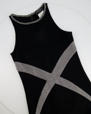 Chanel Black and Silver Mini Sleeveless Dress with Pocket Details Size FR 36 (UK 8)