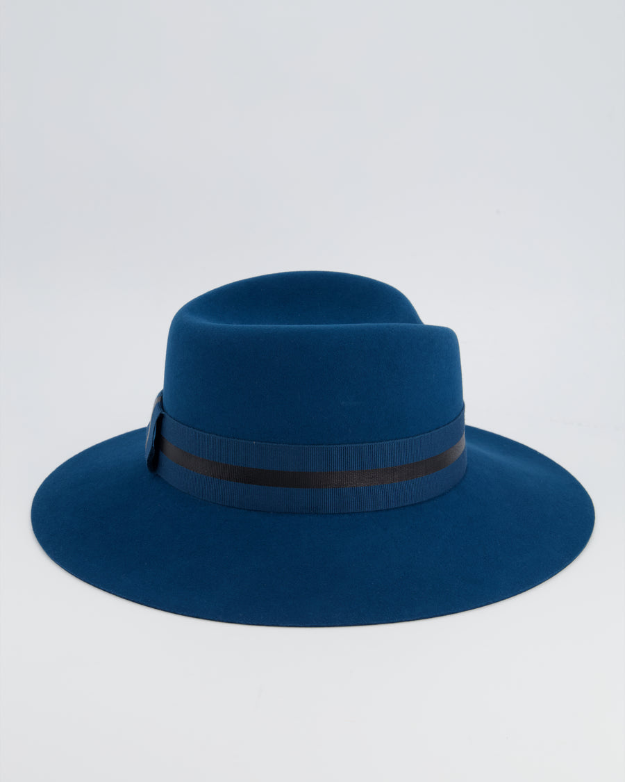 Maison Michel Paris Turquoise Wool Felt Hat with Grosgrain Trim RRP £477