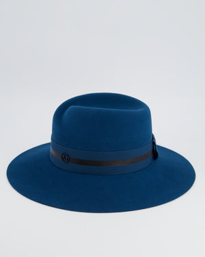 Maison Michel Paris Turquoise Wool Felt Hat with Grosgrain Trim RRP £477