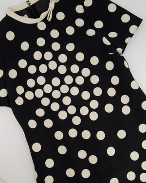 Valentino Black and White Silk Polka Dot Short-Sleeve Mini Dress with Collar Detail Size IT 40 (UK 8) RRP £2,500