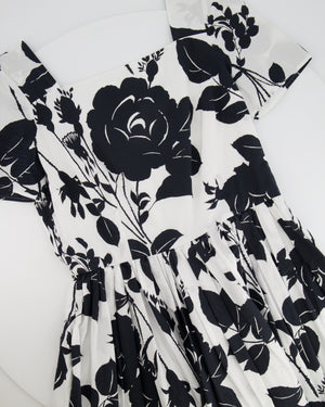 Dolce 
Gabbana Black and White Floral Printed Mini Dress Size IT 44 (UK 12)