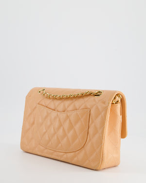 Chanel Vintage Peach Classic Medium Double Flap Bag in Caviar Leather with 24K Gold Hardware