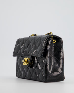 *RARE* Chanel Vintage Black Mini Square Flap Bag in Patent Leather with 24k Gold Hardware