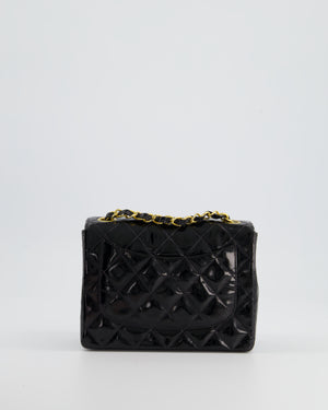 *RARE* Chanel Vintage Black Mini Square Flap Bag in Patent Leather with 24k Gold Hardware