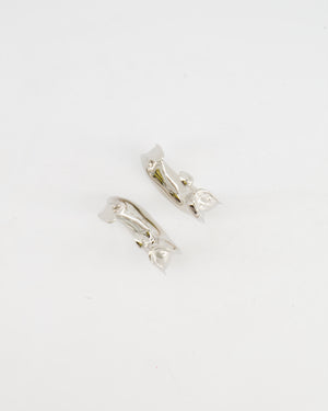 Alaïa Fluide Drop Hoop Earrings in Silver