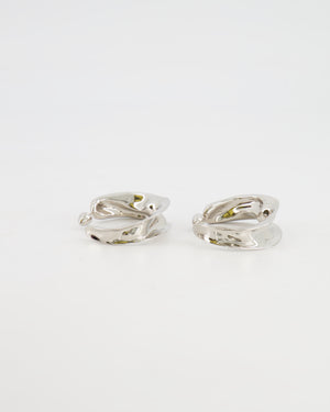 Alaïa Fluide Drop Hoop Earrings in Silver