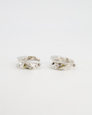 Alaïa Fluide Drop Hoop Earrings in Silver