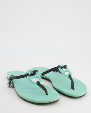 Hermès Turquoise Blue Kala Sandals with Chaine d
Ancre Detail Size EU 39