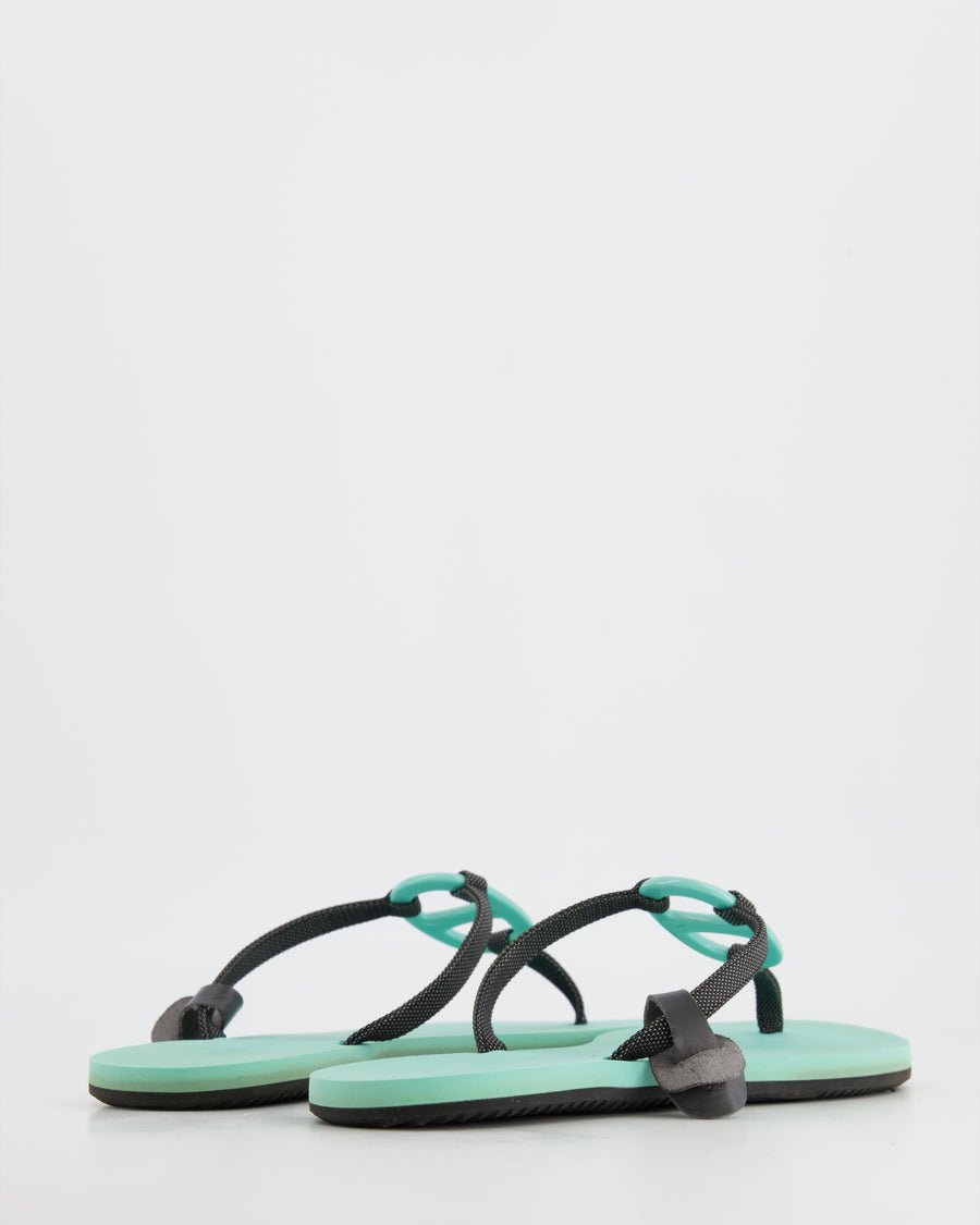 Hermès Turquoise Blue Kala Sandals with Chaine d
Ancre Detail Size EU 39