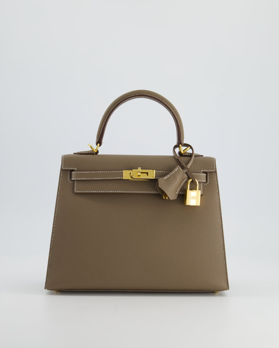 *HOLY GRAIL* Hermès Kelly 25cm Replica Jewelry
 in Etoupe Epsom Leather and Gold Hardware