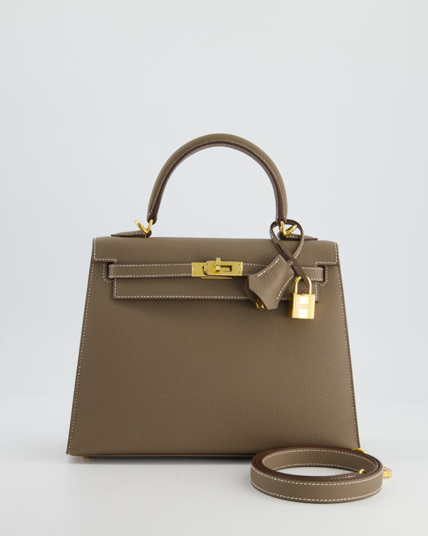 *HOLY GRAIL* Hermès Kelly 25cm Replica Jewelry
 in Etoupe Epsom Leather and Gold Hardware