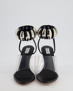 Alaïa Black and Silver Tribale Embellished Leather and PU Sandal Heels Size EU 36/38 RRP £1,330