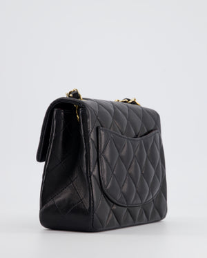 Chanel Vintage Black Mini Square Bag in Lambskin Leather with 24k Gold Hardware