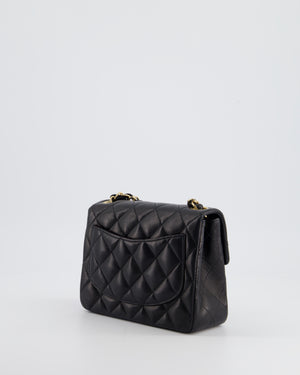 Chanel Vintage Black Mini Square Bag in Lambskin Leather with 24k Gold Hardware